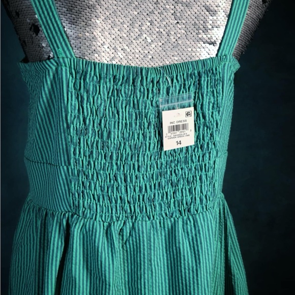 NWT INC Womens Smocked Calf Midi Dress sz 14 - Picture 7 of 9